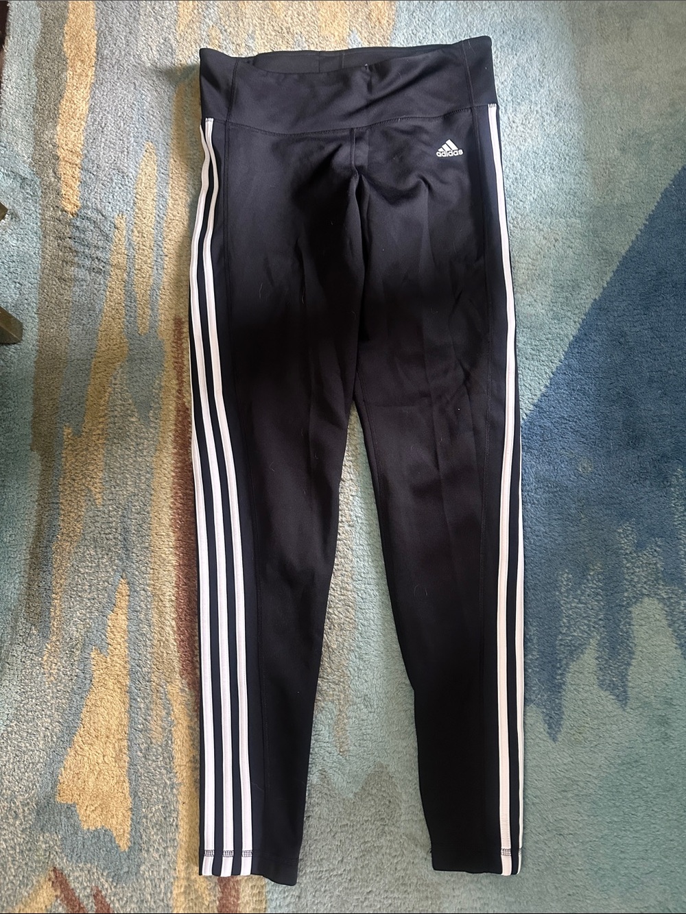 adidas Black Leggings with White Side Stripes